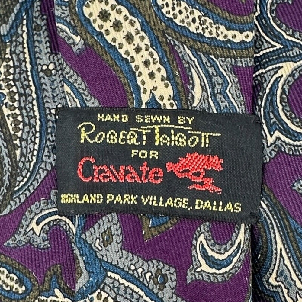 Robert Talbott Men's Purple Paisley Silk Tie‎ Hand Sewn Made in USA Formal 60" - Picture 4 of 6